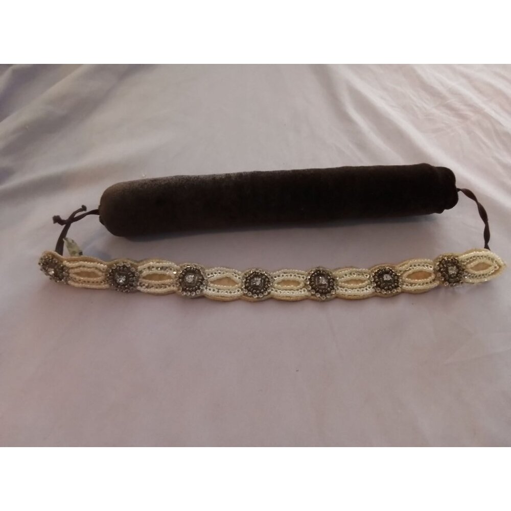 Vintage Beaded Headband With Embellished Floral Motifs Elegant Hair Accessory